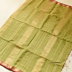 Joon . जून ☽ Handloom Maheshwari Cotton by Tissue Saree - Leaf Green