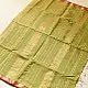 leaf green and gold handloom maheshwari tissue silk cotton saree with fine striped body and red borders for women