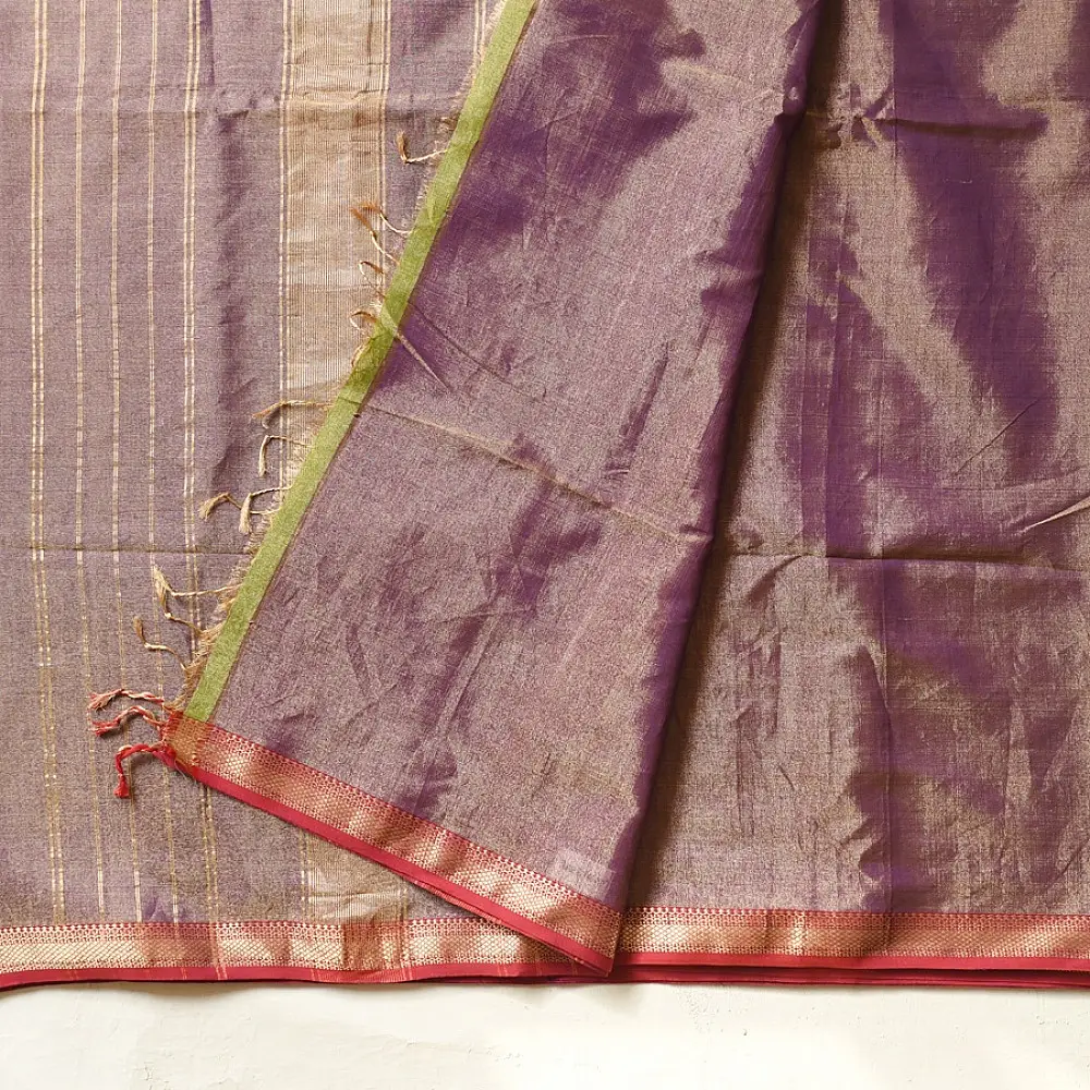 buy Handloom Maheshwari Cotton by Tissue blue Saree