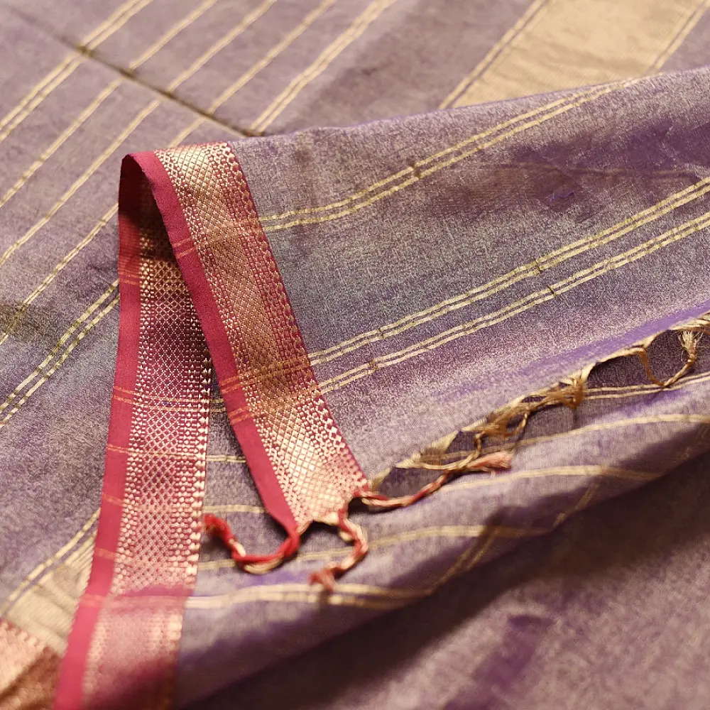 buy Handloom Maheshwari Cotton by Tissue blue Saree