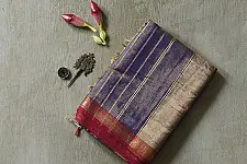 Joon . जून ☽ Handloom Maheshwari Cotton by Tissue Saree - Blue