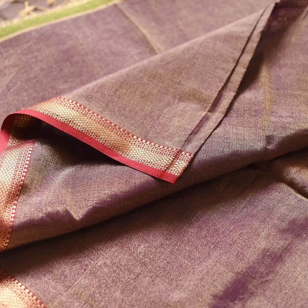 buy Handloom Maheshwari Cotton by Tissue blue Saree