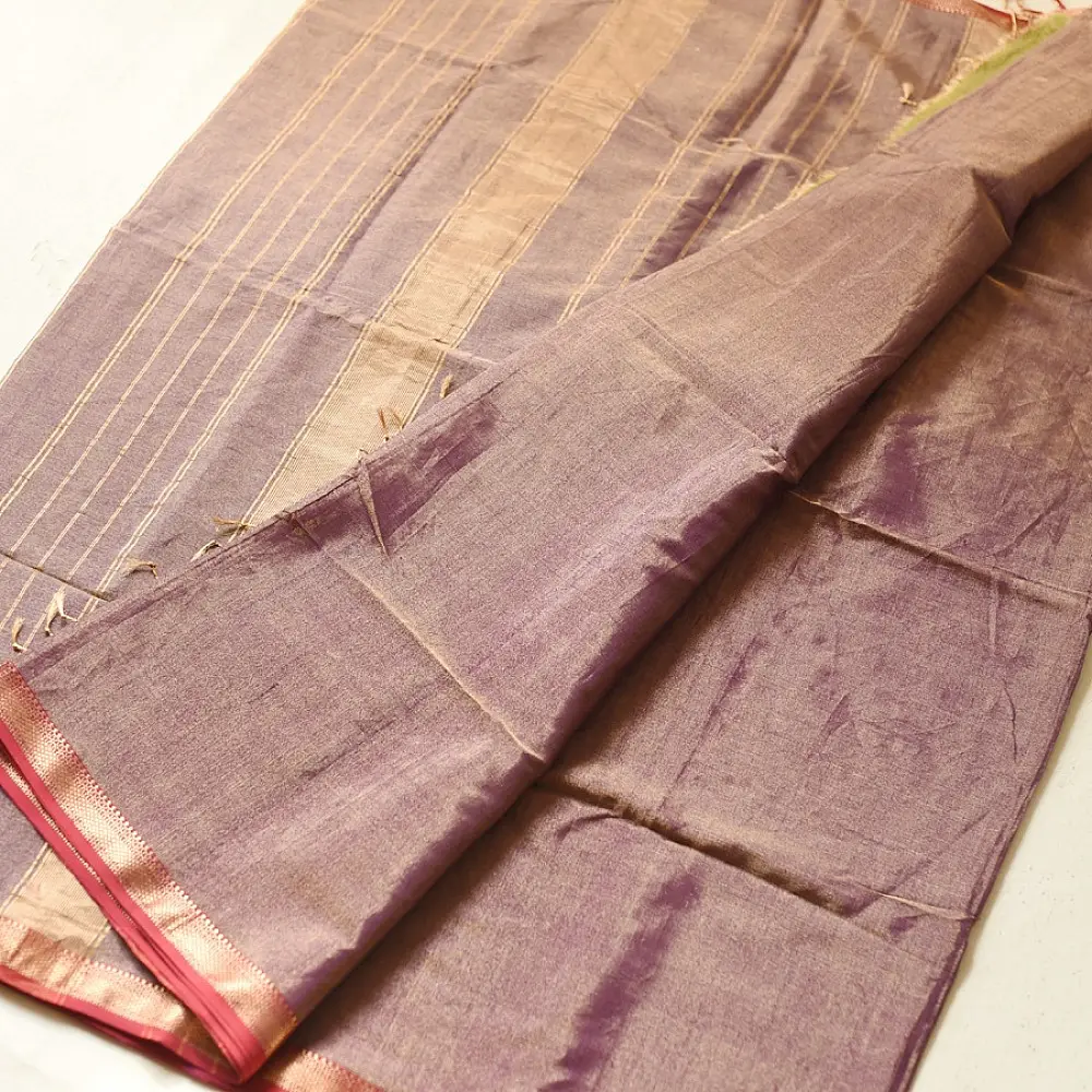 buy Handloom Maheshwari Cotton by Tissue blue Saree