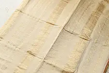 Joon . जून ☽ Handloom Maheshwari Cotton by Tissue Saree - Off White & Golden Zari