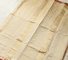 Joon . जून ☽ Handloom Maheshwari Cotton by Tissue Saree - Off White & Golden Zari