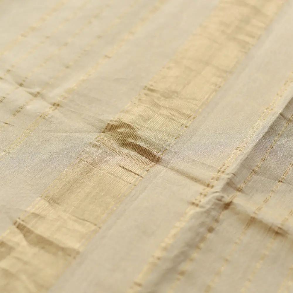 buy Handloom Maheshwari Cotton by Tissue Saree - Off White & Golden Zari
