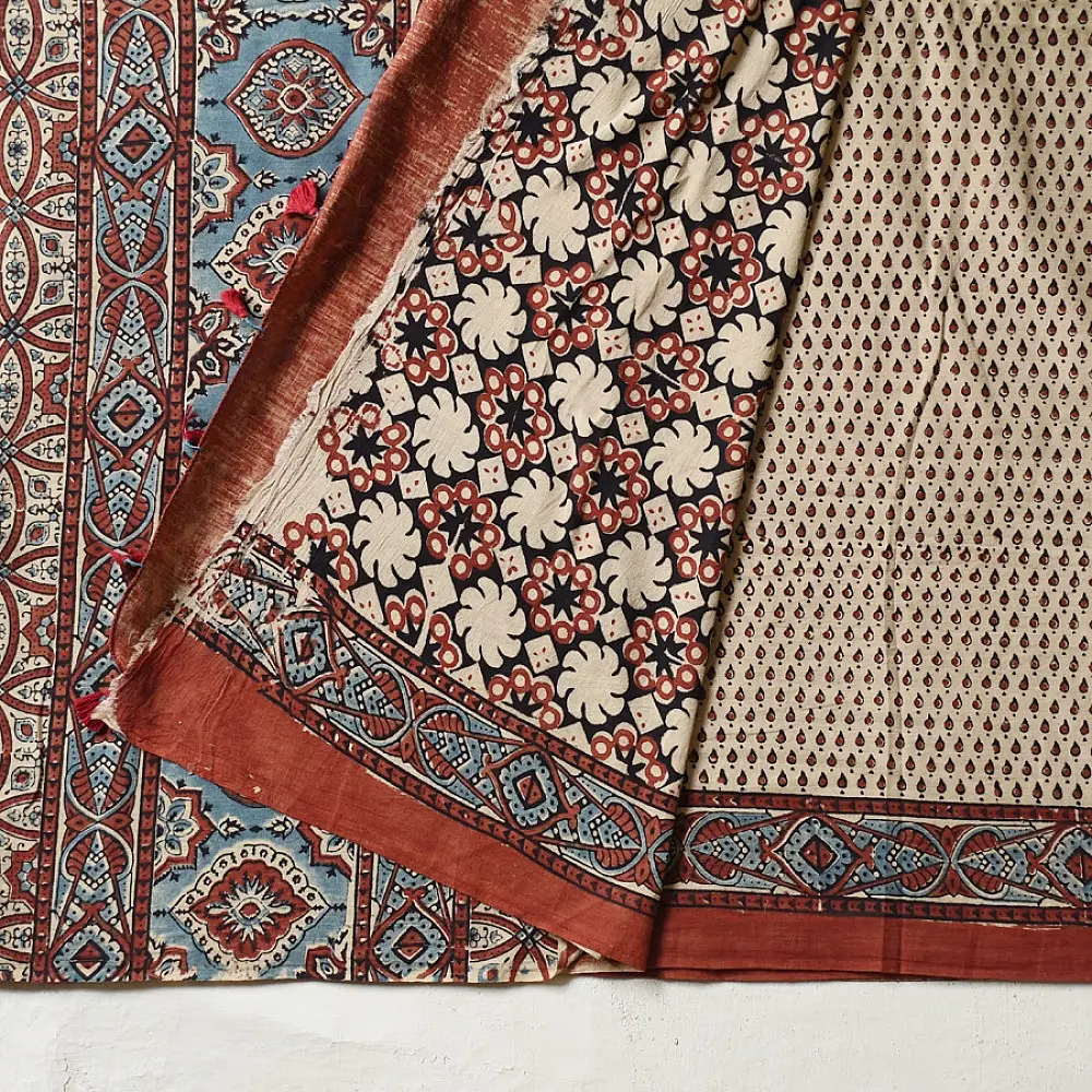 shop Handloom Ajrakh Pure Cotton Saree
