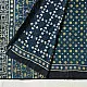 deep teal blue handloom ajrakh pure cotton saree with small yellow polka dot butta block prints for women