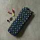 deep teal blue handloom ajrakh pure cotton saree with small yellow polka dot butta block prints for women