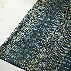 Joon . जून ☽ Handloom Ajrakh Pure Cotton Blue Saree
