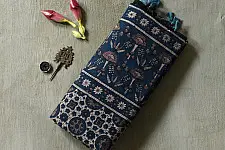 Joon . जून ☽ Handloom Ajrakh Pure Cotton Indigo Saree