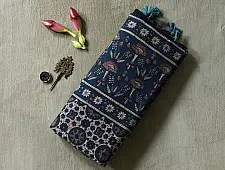 Joon . जून ☽ Handloom Ajrakh Pure Cotton Indigo Saree