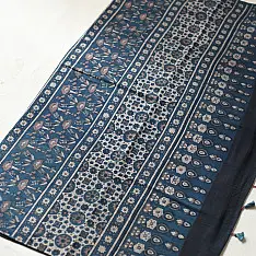 Joon . जून ☽ Handloom Ajrakh Pure Cotton Indigo Saree