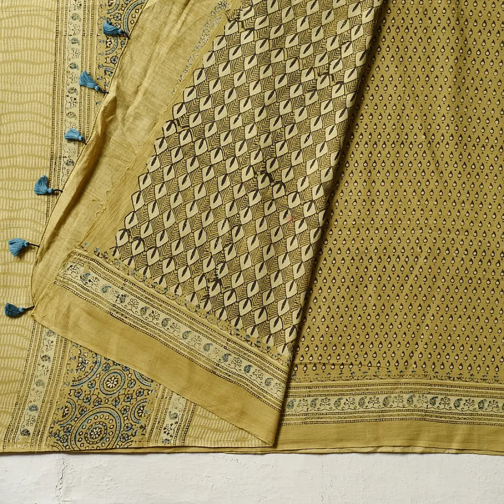 shop Handloom Ajrakh Pure Cotton Saree