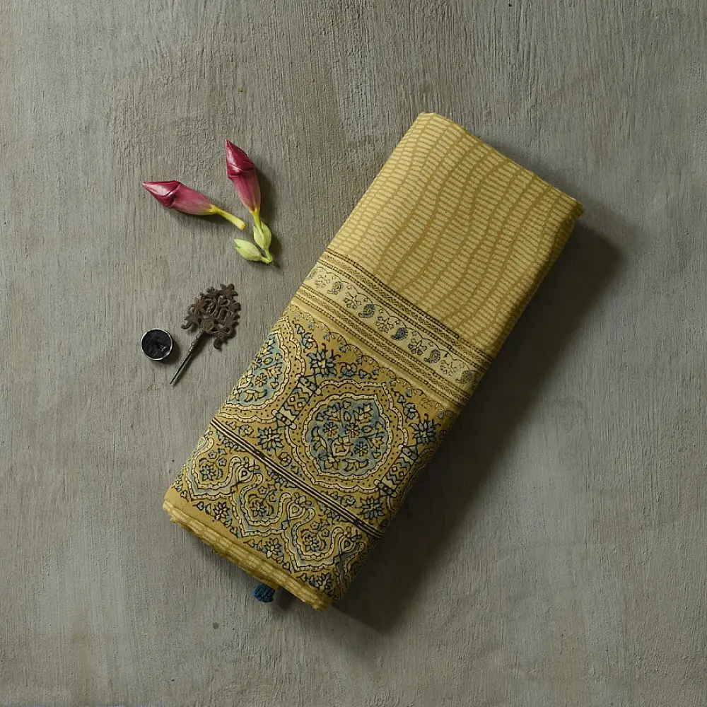 shop Handloom Ajrakh Pure Cotton Saree
