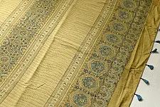 Joon . जून ☽ Handloom Ajrakh Pure Cotton Yellow Saree