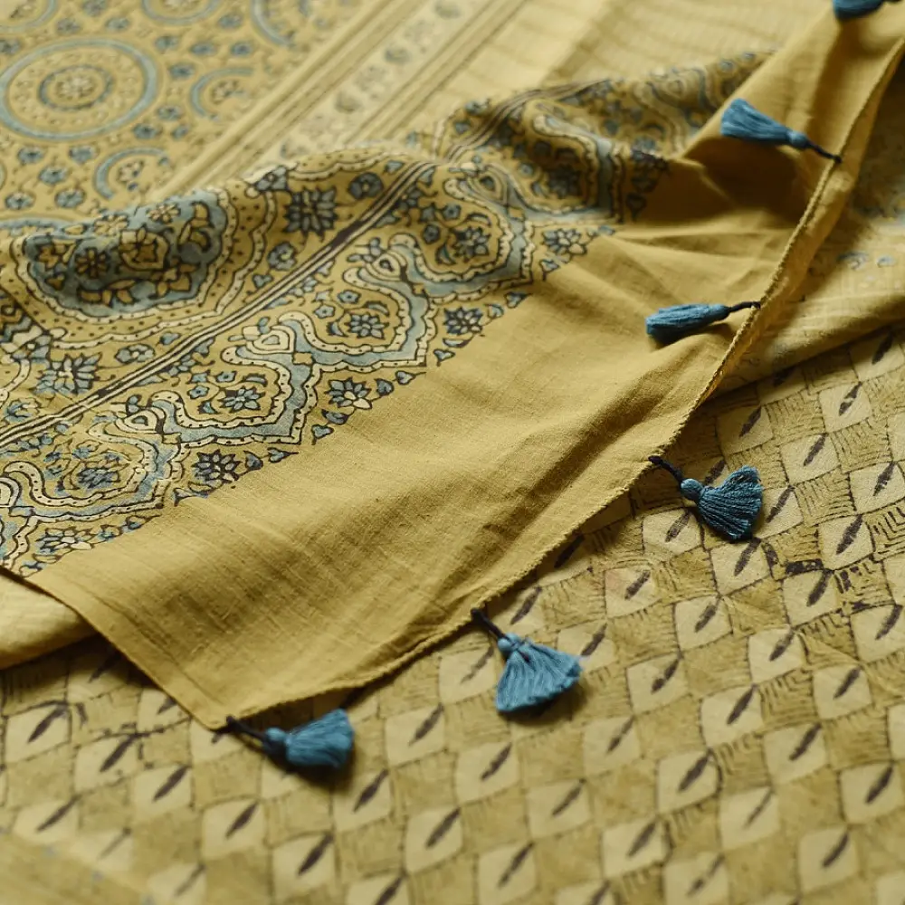 shop Handloom Ajrakh Pure Cotton Saree