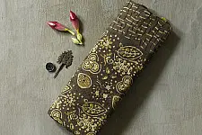 Joon . जून ☽ Handloom Ajrakh Pure Cotton Brown Saree