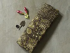 Joon . जून ☽ Handloom Ajrakh Pure Cotton Brown Saree