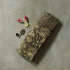 Joon . जून ☽ Handloom Ajrakh Pure Cotton Brown Saree