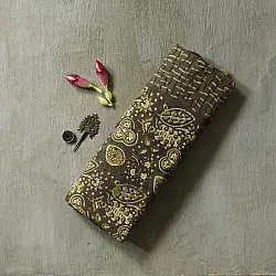 Joon . जून ☽ Handloom Ajrakh Pure Cotton Brown Saree