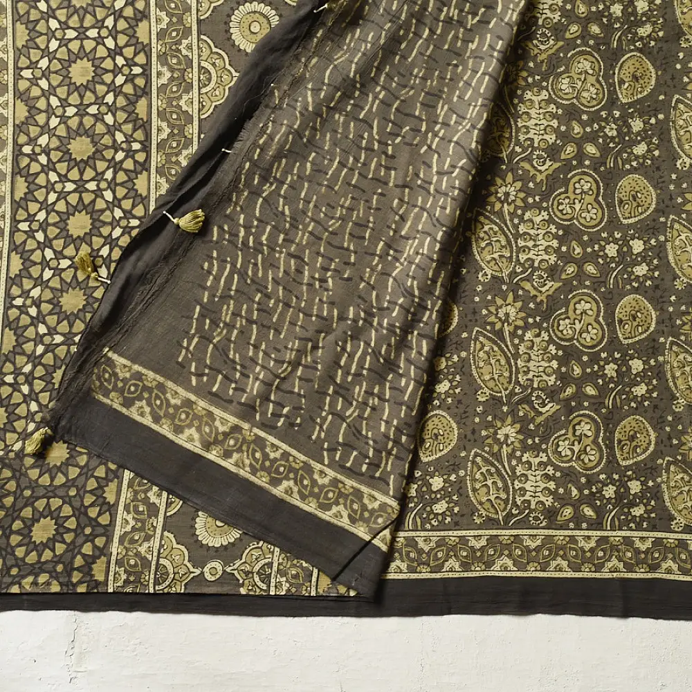 shop Handloom Ajrakh Pure Cotton Saree