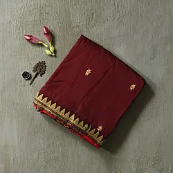 Joon . जून ☽ Handloom Traditional Assam Cotton Maroon Saree