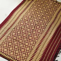 Joon . जून ☽ Handloom Traditional Assam Cotton Maroon Saree