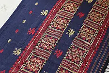 Joon . जून ☽ Handloom Traditional Assam Cotton Blue Saree