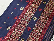 Joon . जून ☽ Handloom Traditional Assam Cotton Blue Saree