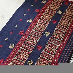 Joon . जून ☽ Handloom Traditional Assam Cotton Blue Saree