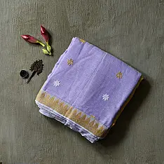 Joon . जून ☽ Handloom Traditional Assam Cotton Saree - Purple