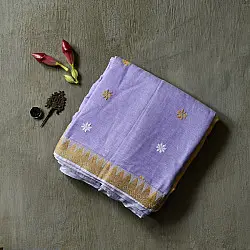 Joon . जून ☽ Handloom Traditional Assam Cotton Saree - Purple