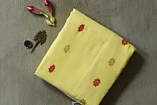 Joon . जून ☽ Handloom Traditional Assam Cotton Saree  - Light Yellow