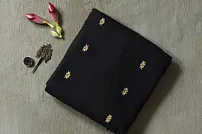 Joon . जून ☽ Handloom Traditional Assam Cotton Black Saree