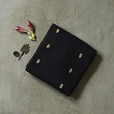 Joon . जून ☽ Handloom Traditional Assam Cotton Black Saree