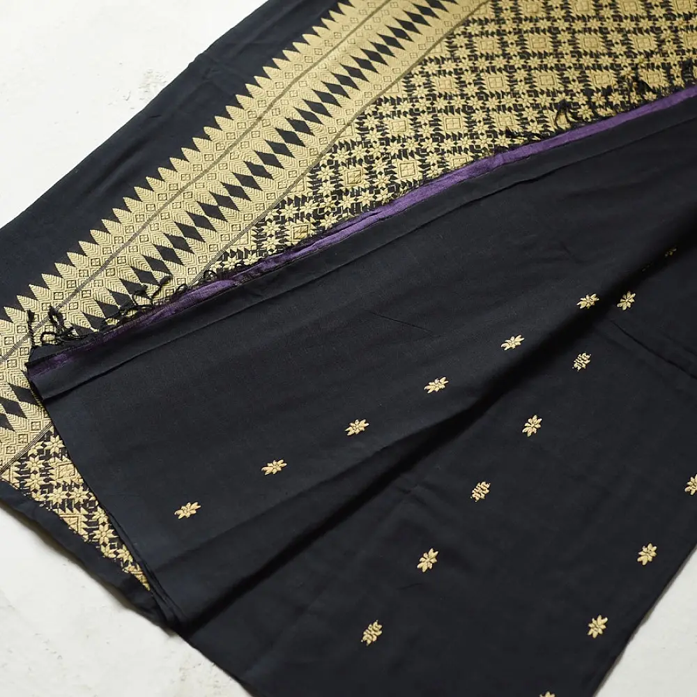 shop Handloom Assam Cotton black Saree