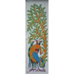 Gond Art | Hand Painted Canvas Gond Painting ( 1.5 X 3 Feet ) A