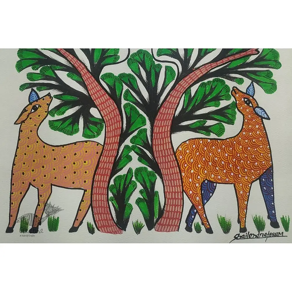 Buy Hand Painted Gond  Painting- Indian Art 