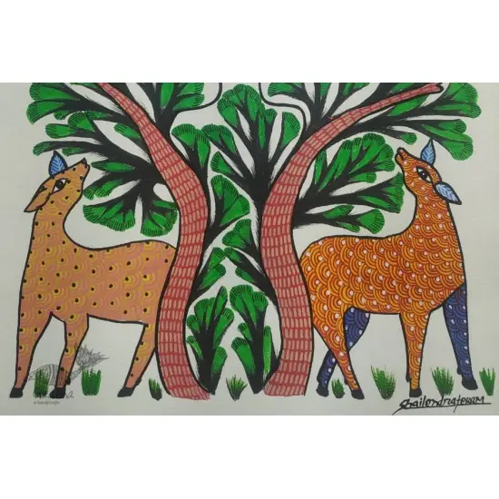 Buy Hand Painted Gond  Painting- Indian Art 