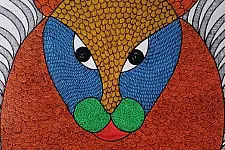 Gond Art | Hand Painted Gond Painting ( 2 x 3 Feet ) - Three Tigers