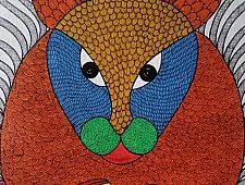 Gond Art | Hand Painted Gond Painting ( 2 x 3 Feet ) - Three Tigers