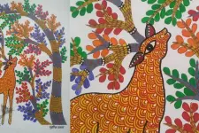 Gond Art | Hand Painted Gond Painting ( 11.5 x 15 inch ) - Deer under the tree