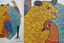 Gond Art | Hand Painted Gond Painting ( 11.5 x 15 inch ) - H
