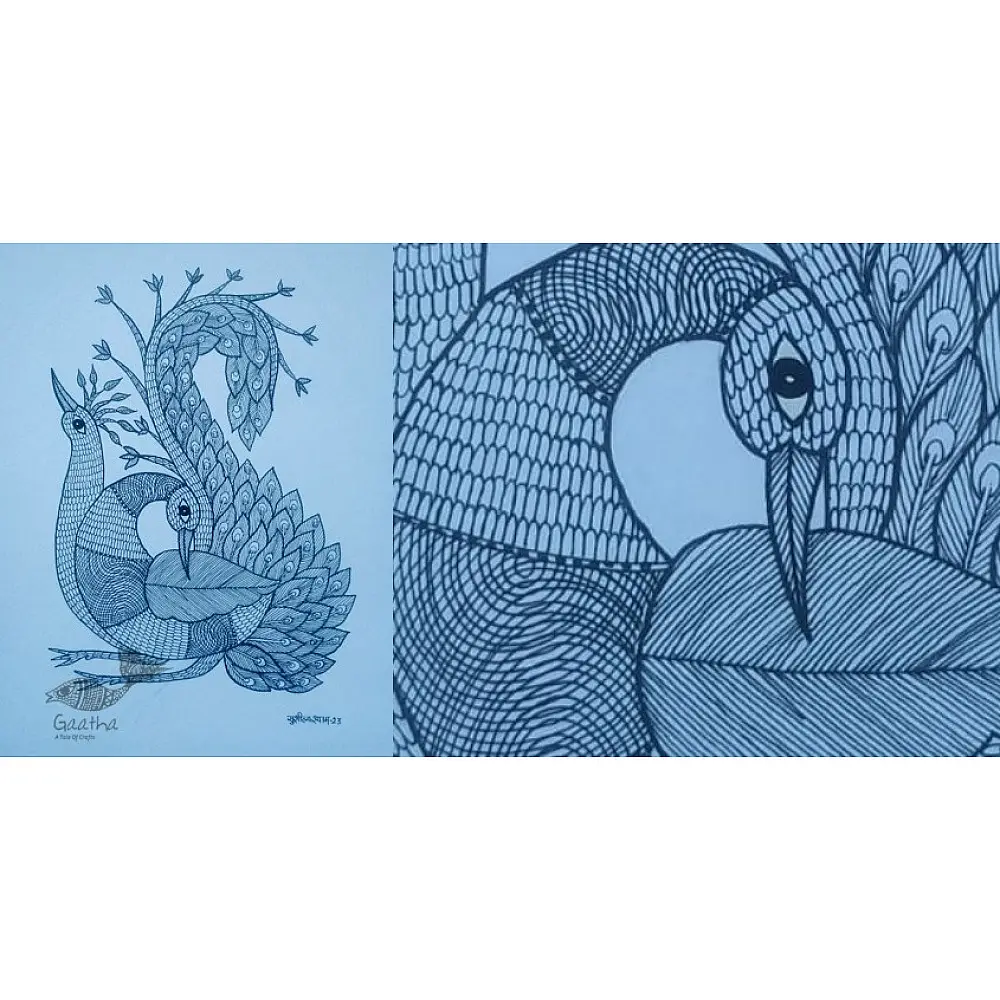 Buy Hand Painted Gond Peacock Painting