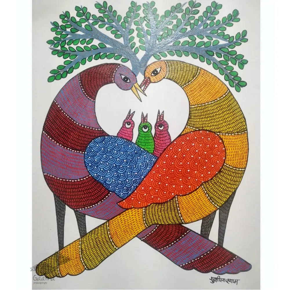Gond Painting - indian art Peacock 
