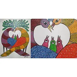 Gond Art ~ Hand Painted Gond Painting - Peacock 