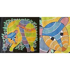 Gond Art ~ Hand Painted Gond Painting - Wild Cat