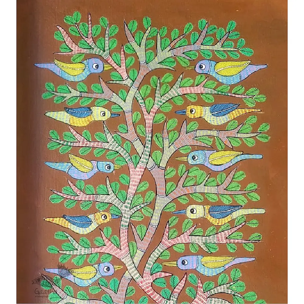 Gond Painting - indian art - Brown Deer