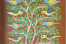 Gond Art ~ Hand Painted Gond Painting - Brown Deer